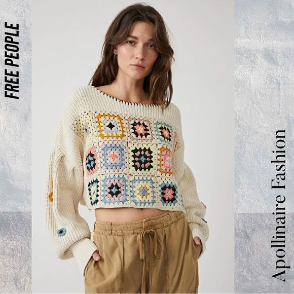 FREE PEOPLE DAHLIA CROCHET PULLOVER TOP NEW SMALL AND XS AVAILABLE - Picture 3 of 9